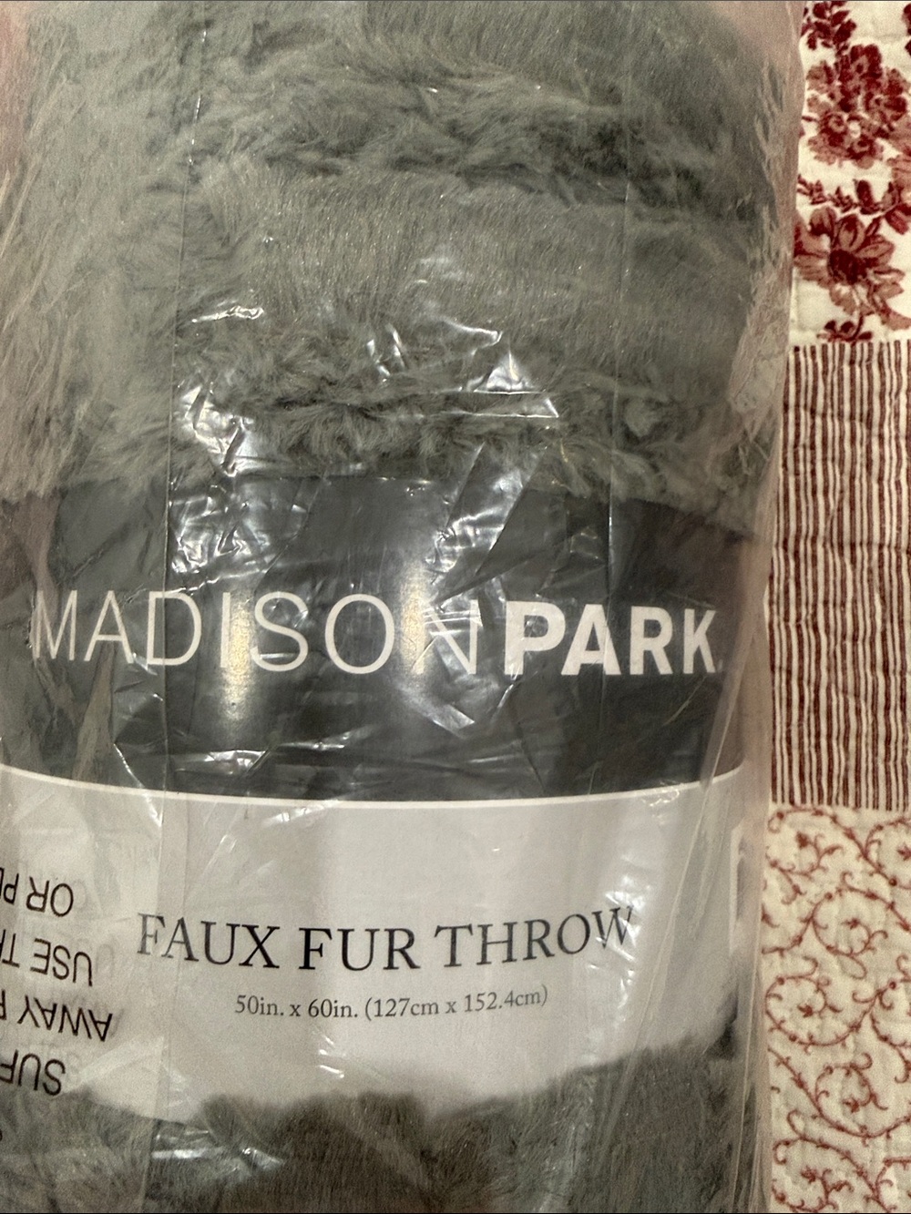 Madison Park Plush Faux Fur Throw in Gray